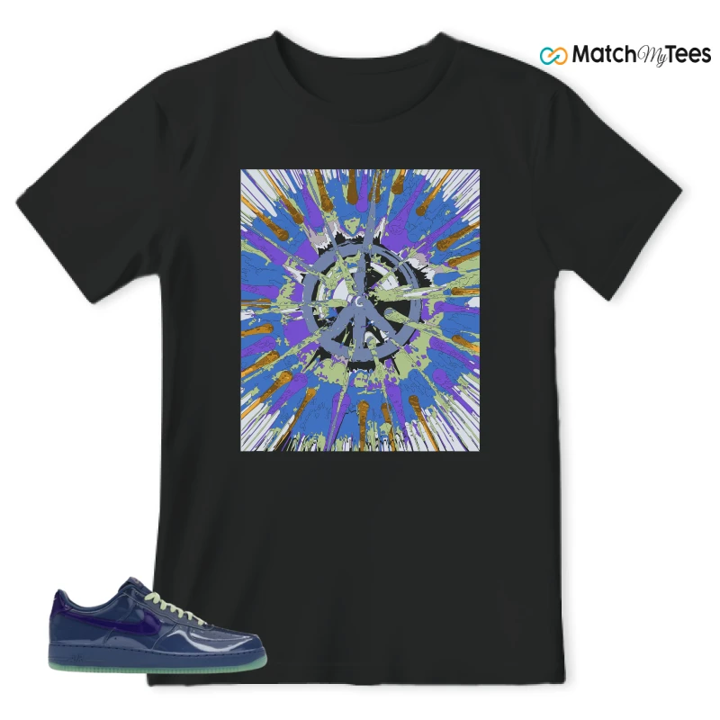 NIKE AIR FORCE 1 LOW PATENT LEATHER MYSTIC NAVY GRAPE ICE SNEAKER Matching Tees t-shirt