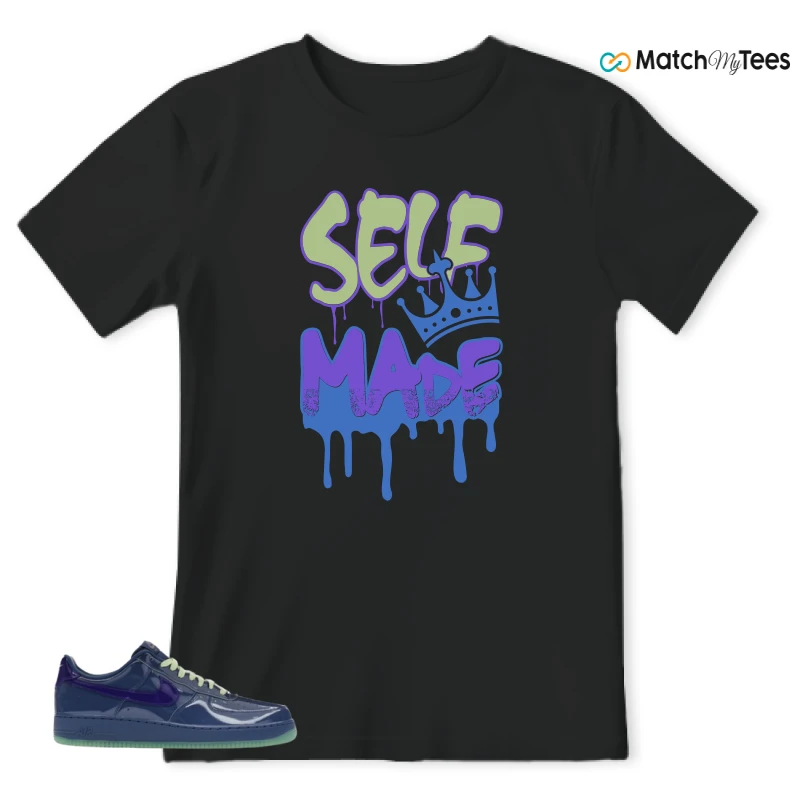 NIKE AIR FORCE 1 LOW PATENT LEATHER MYSTIC NAVY GRAPE ICE SNEAKER Matching Tees t-shirt