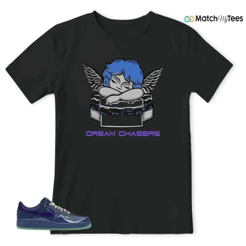 NIKE AIR FORCE 1 LOW PATENT LEATHER MYSTIC NAVY GRAPE ICE SNEAKER Matching Tees t-shirt
