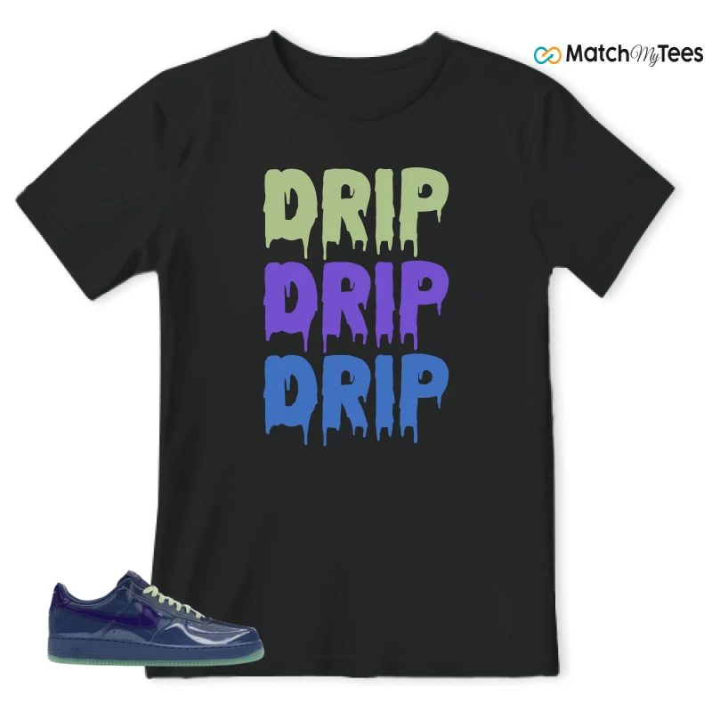 NIKE AIR FORCE 1 LOW PATENT LEATHER MYSTIC NAVY GRAPE ICE SNEAKER Matching Tees t-shirt