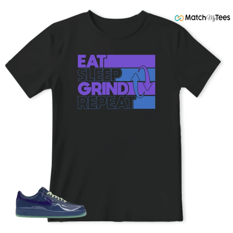 NIKE AIR FORCE 1 LOW PATENT LEATHER MYSTIC NAVY GRAPE ICE SNEAKER Matching Tees t-shirt