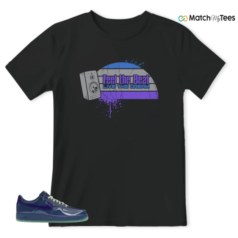 NIKE AIR FORCE 1 LOW PATENT LEATHER MYSTIC NAVY GRAPE ICE SNEAKER Matching Tees t-shirt
