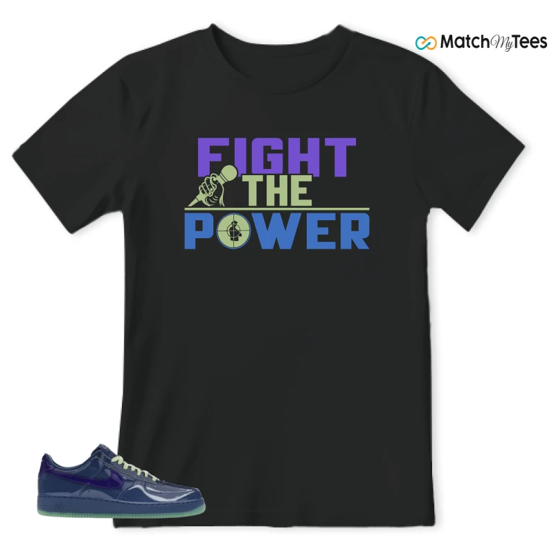 NIKE AIR FORCE 1 LOW PATENT LEATHER MYSTIC NAVY GRAPE ICE SNEAKER Matching Tees t-shirt