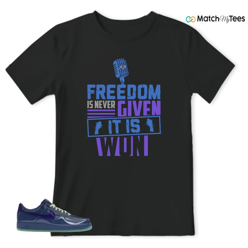NIKE AIR FORCE 1 LOW PATENT LEATHER MYSTIC NAVY GRAPE ICE SNEAKER Matching Tees t-shirt