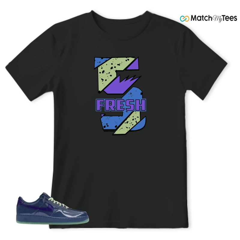 NIKE AIR FORCE 1 LOW PATENT LEATHER MYSTIC NAVY GRAPE ICE SNEAKER Matching Tees t-shirt
