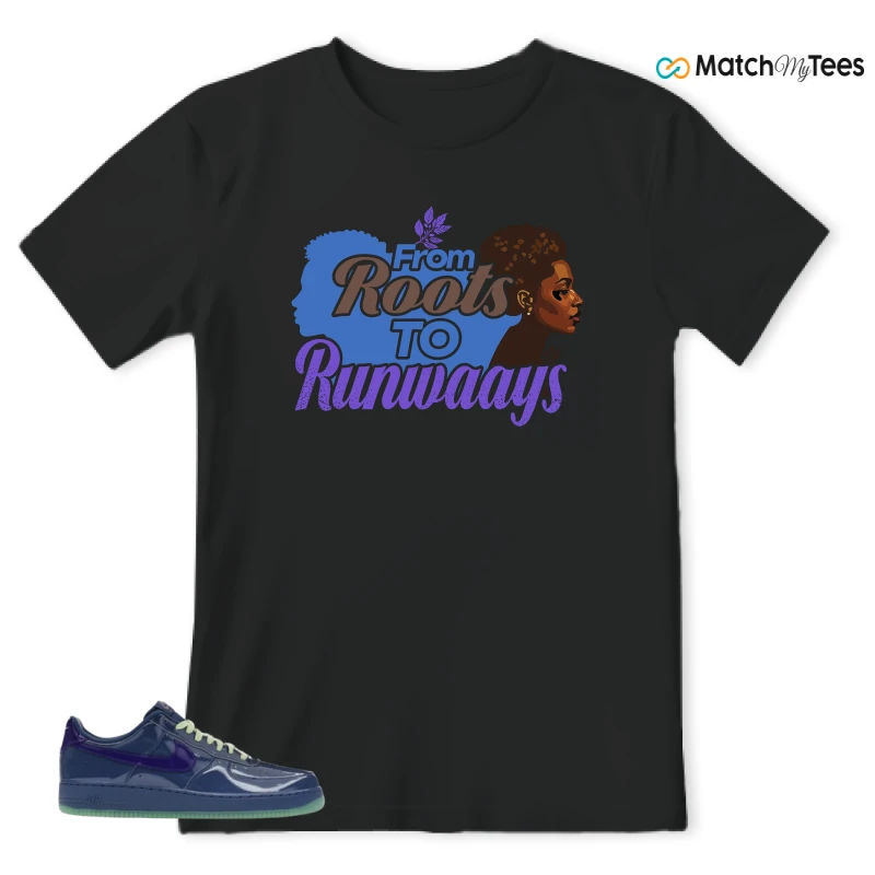 NIKE AIR FORCE 1 LOW PATENT LEATHER MYSTIC NAVY GRAPE ICE SNEAKER Matching Tees t-shirt