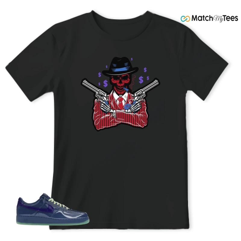 NIKE AIR FORCE 1 LOW PATENT LEATHER MYSTIC NAVY GRAPE ICE SNEAKER Matching Tees t-shirt