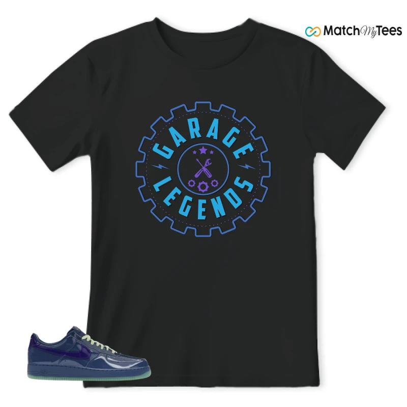 NIKE AIR FORCE 1 LOW PATENT LEATHER MYSTIC NAVY GRAPE ICE SNEAKER Matching Tees t-shirt