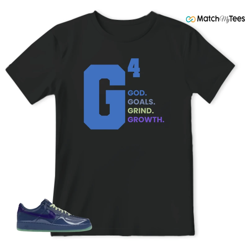 NIKE AIR FORCE 1 LOW PATENT LEATHER MYSTIC NAVY GRAPE ICE SNEAKER Matching Tees t-shirt