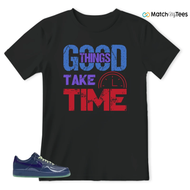 NIKE AIR FORCE 1 LOW PATENT LEATHER MYSTIC NAVY GRAPE ICE SNEAKER Matching Tees t-shirt