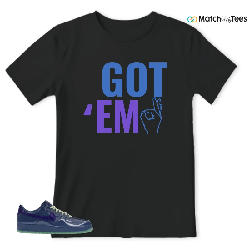 NIKE AIR FORCE 1 LOW PATENT LEATHER MYSTIC NAVY GRAPE ICE SNEAKER Matching Tees t-shirt