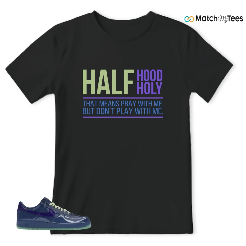 NIKE AIR FORCE 1 LOW PATENT LEATHER MYSTIC NAVY GRAPE ICE SNEAKER Matching Tees t-shirt