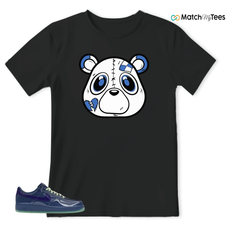 NIKE AIR FORCE 1 LOW PATENT LEATHER MYSTIC NAVY GRAPE ICE SNEAKER Matching Tees t-shirt