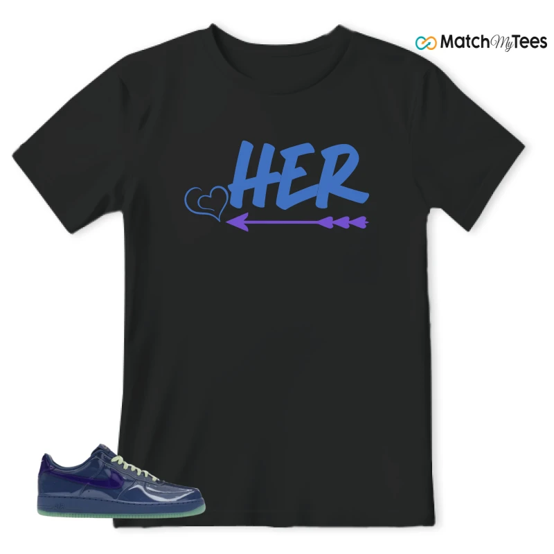 NIKE AIR FORCE 1 LOW PATENT LEATHER MYSTIC NAVY GRAPE ICE SNEAKER Matching Tees t-shirt