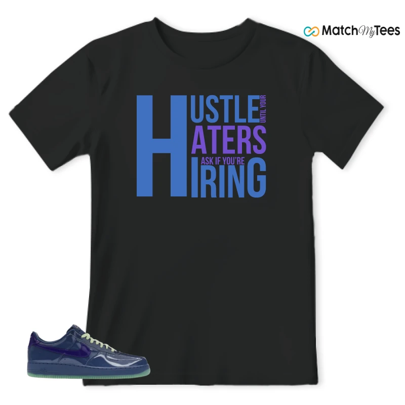 NIKE AIR FORCE 1 LOW PATENT LEATHER MYSTIC NAVY GRAPE ICE SNEAKER Matching Tees t-shirt