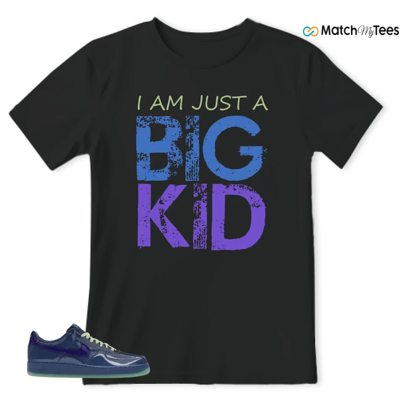 NIKE AIR FORCE 1 LOW PATENT LEATHER MYSTIC NAVY GRAPE ICE SNEAKER Matching Tees t-shirt