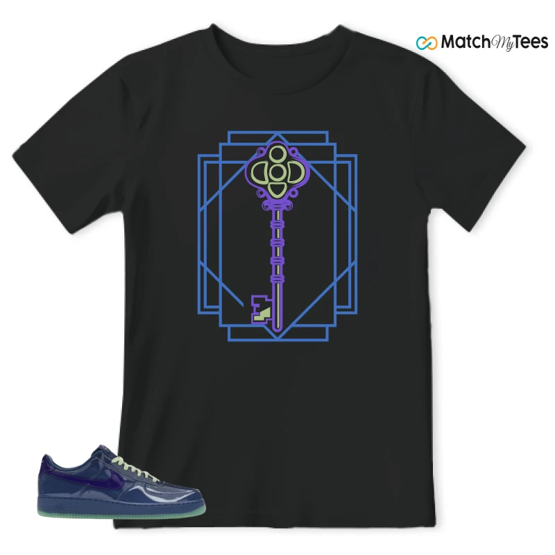 NIKE AIR FORCE 1 LOW PATENT LEATHER MYSTIC NAVY GRAPE ICE SNEAKER Matching Tees t-shirt