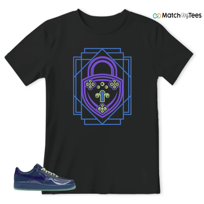 NIKE AIR FORCE 1 LOW PATENT LEATHER MYSTIC NAVY GRAPE ICE SNEAKER Matching Tees t-shirt