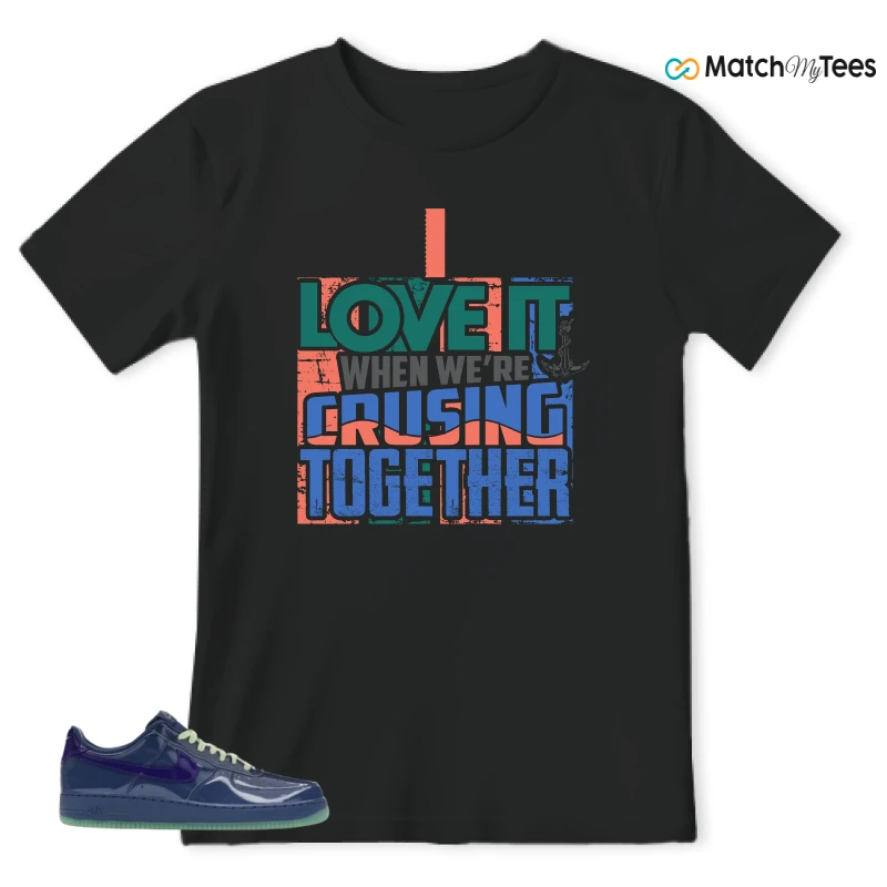 NIKE AIR FORCE 1 LOW PATENT LEATHER MYSTIC NAVY GRAPE ICE SNEAKER Matching Tees t-shirt