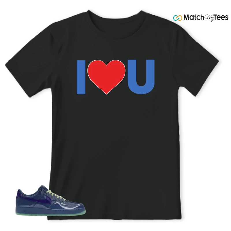 NIKE AIR FORCE 1 LOW PATENT LEATHER MYSTIC NAVY GRAPE ICE SNEAKER Matching Tees t-shirt