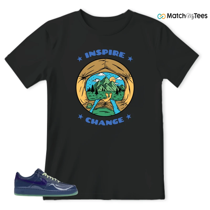 NIKE AIR FORCE 1 LOW PATENT LEATHER MYSTIC NAVY GRAPE ICE SNEAKER Matching Tees t-shirt
