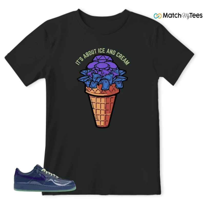 NIKE AIR FORCE 1 LOW PATENT LEATHER MYSTIC NAVY GRAPE ICE SNEAKER Matching Tees t-shirt