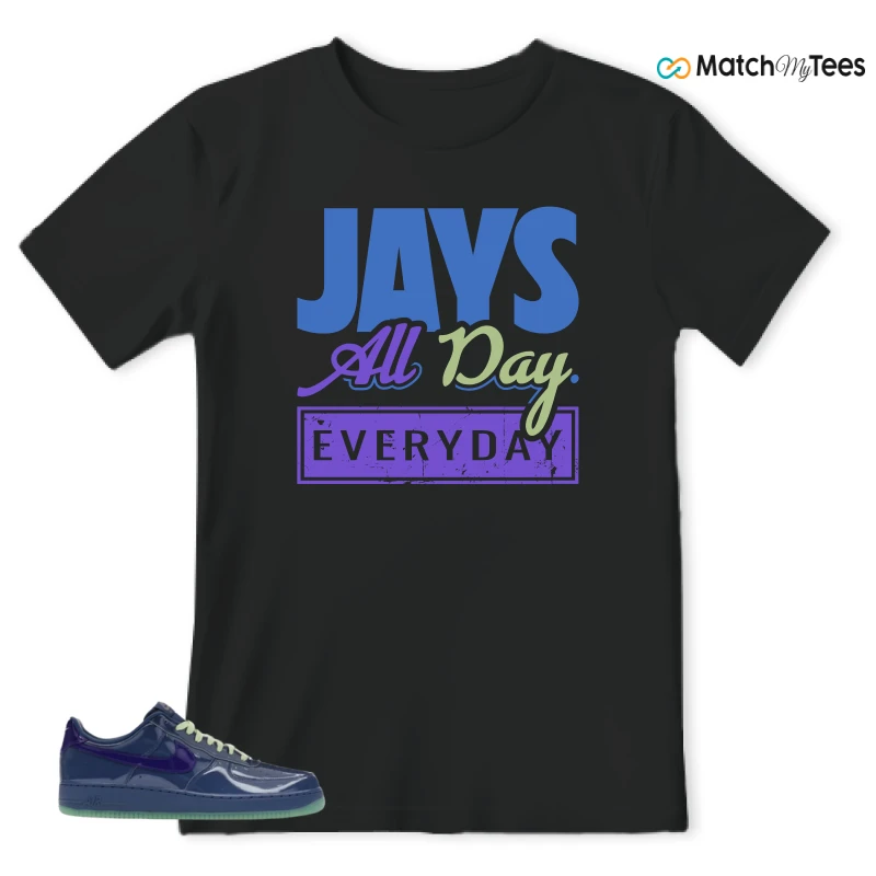 NIKE AIR FORCE 1 LOW PATENT LEATHER MYSTIC NAVY GRAPE ICE SNEAKER Matching Tees t-shirt