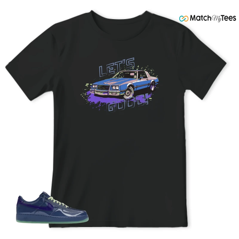 NIKE AIR FORCE 1 LOW PATENT LEATHER MYSTIC NAVY GRAPE ICE SNEAKER Matching Tees t-shirt