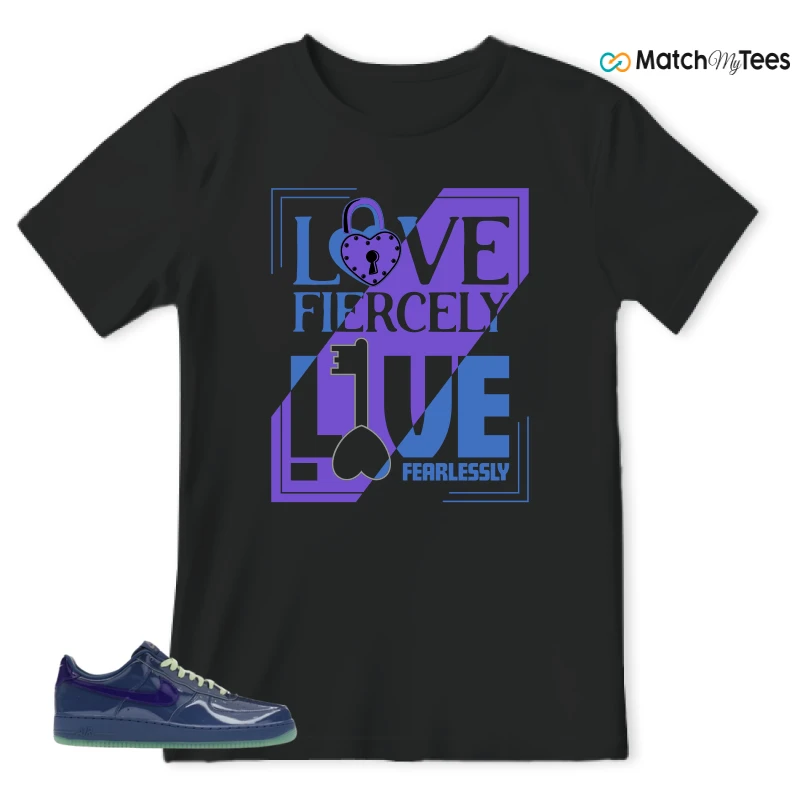NIKE AIR FORCE 1 LOW PATENT LEATHER MYSTIC NAVY GRAPE ICE SNEAKER Matching Tees t-shirt