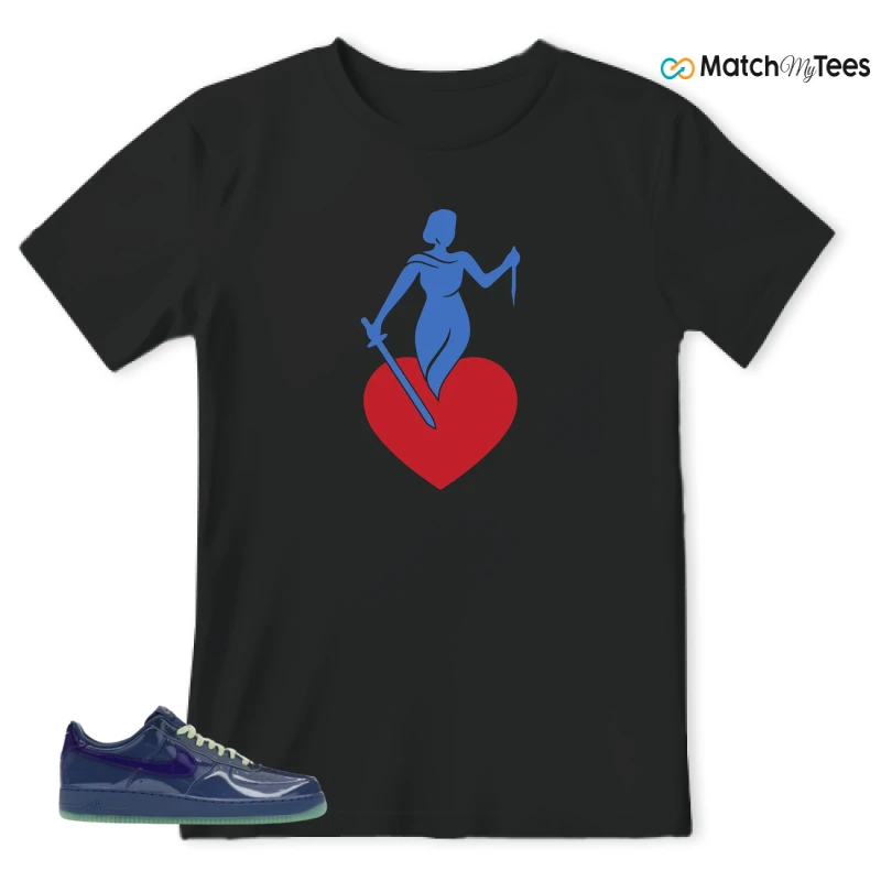 NIKE AIR FORCE 1 LOW PATENT LEATHER MYSTIC NAVY GRAPE ICE SNEAKER Matching Tees t-shirt