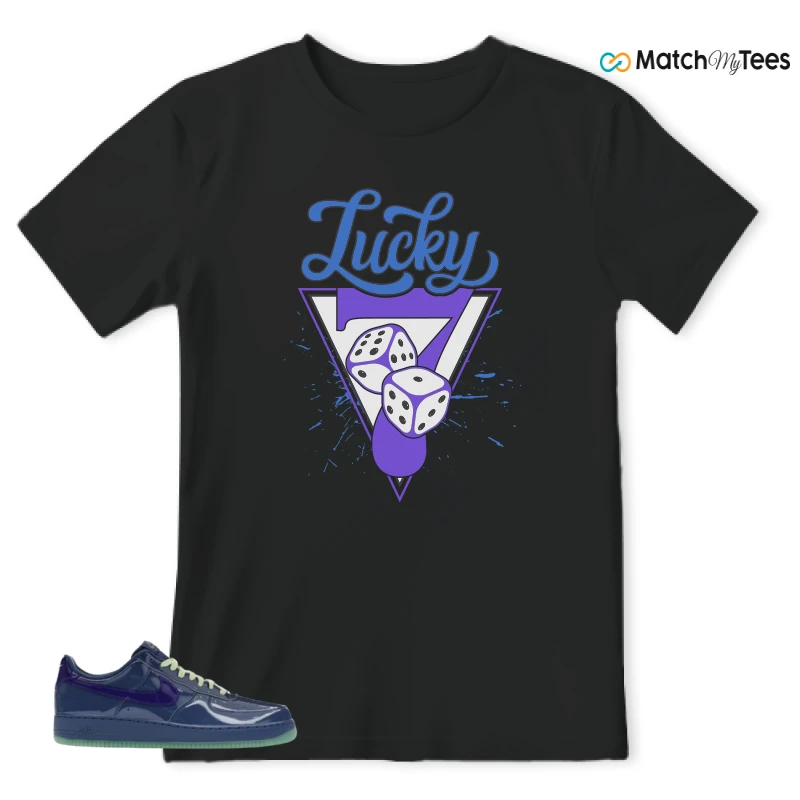 NIKE AIR FORCE 1 LOW PATENT LEATHER MYSTIC NAVY GRAPE ICE SNEAKER Matching Tees t-shirt