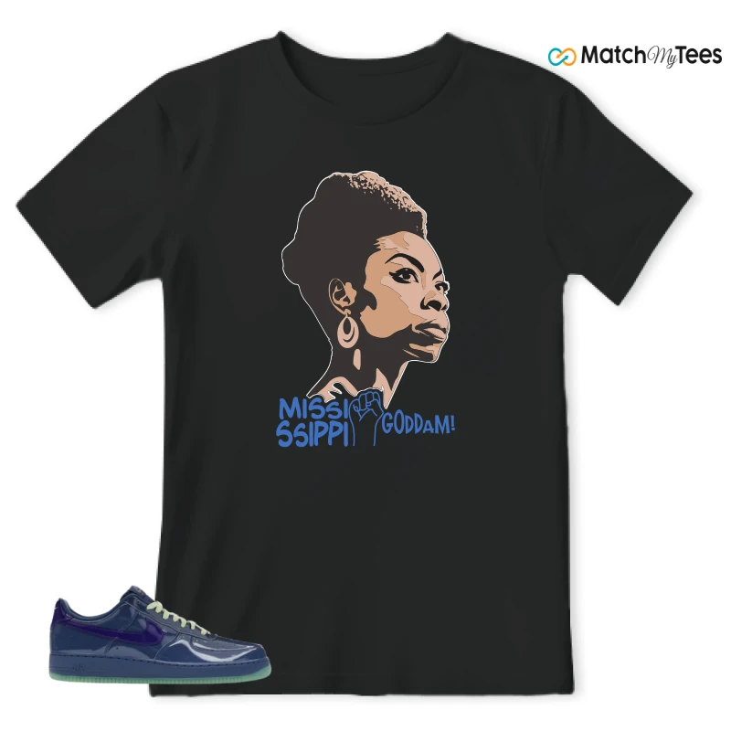 NIKE AIR FORCE 1 LOW PATENT LEATHER MYSTIC NAVY GRAPE ICE SNEAKER Matching Tees t-shirt