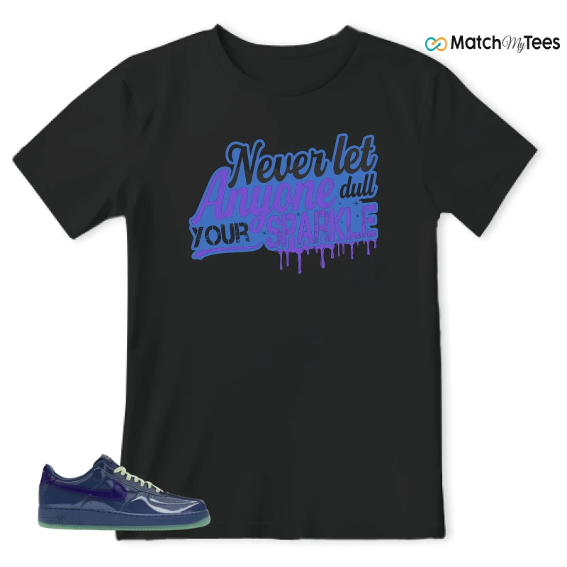 NIKE AIR FORCE 1 LOW PATENT LEATHER MYSTIC NAVY GRAPE ICE SNEAKER Matching Tees t-shirt