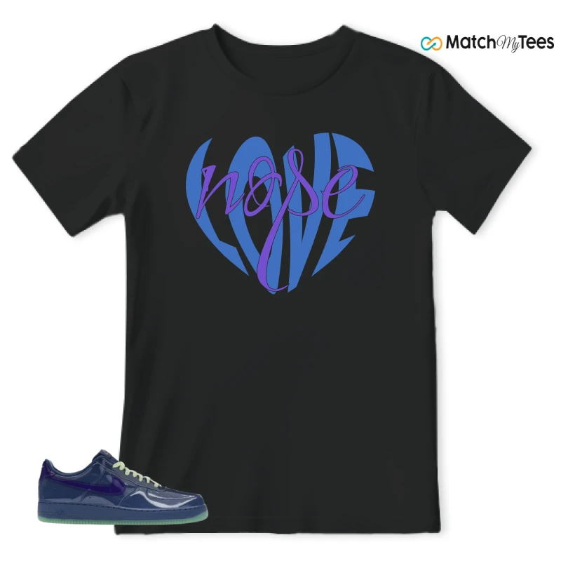 NIKE AIR FORCE 1 LOW PATENT LEATHER MYSTIC NAVY GRAPE ICE SNEAKER Matching Tees t-shirt