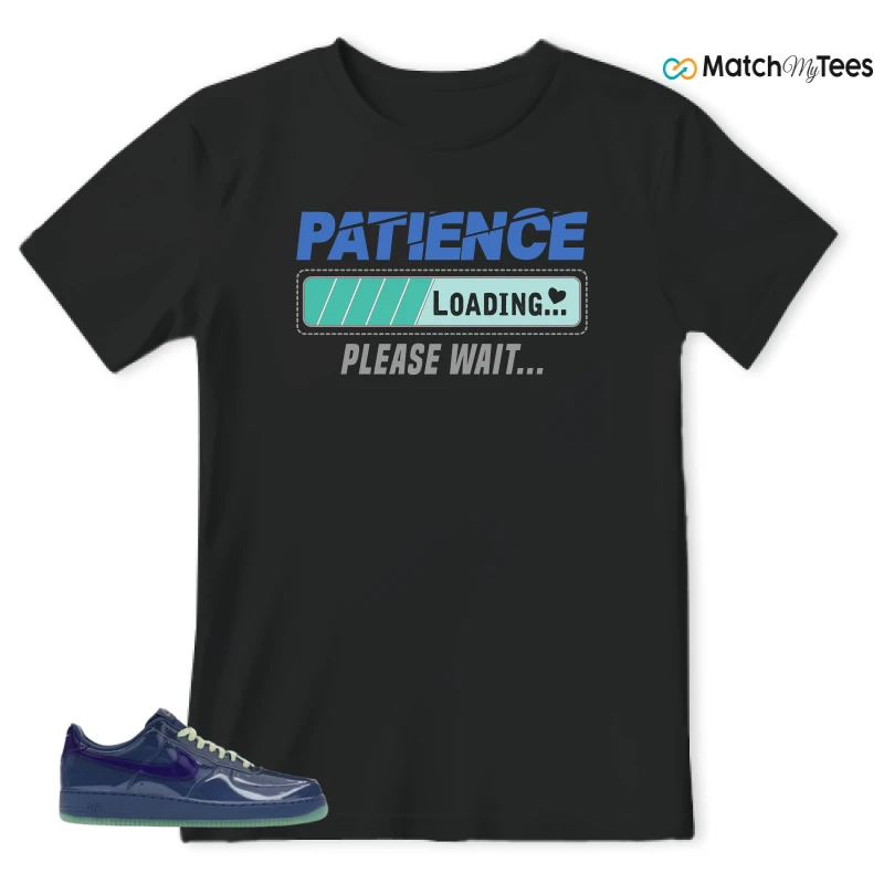 NIKE AIR FORCE 1 LOW PATENT LEATHER MYSTIC NAVY GRAPE ICE SNEAKER Matching Tees t-shirt
