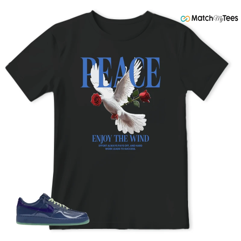 NIKE AIR FORCE 1 LOW PATENT LEATHER MYSTIC NAVY GRAPE ICE SNEAKER Matching Tees t-shirt