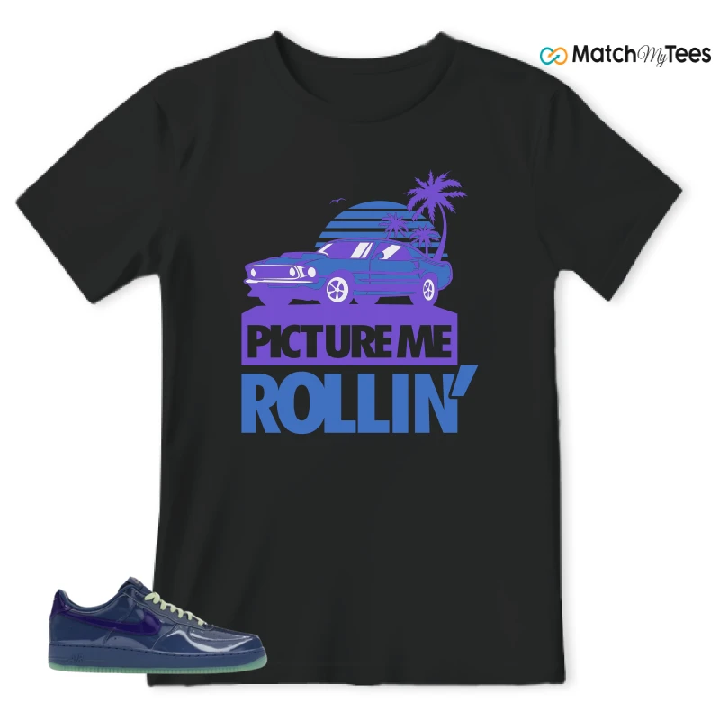 NIKE AIR FORCE 1 LOW PATENT LEATHER MYSTIC NAVY GRAPE ICE SNEAKER Matching Tees t-shirt