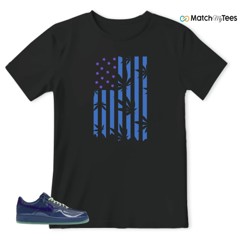 NIKE AIR FORCE 1 LOW PATENT LEATHER MYSTIC NAVY GRAPE ICE SNEAKER Matching Tees t-shirt