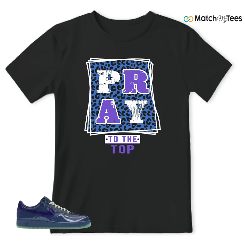 NIKE AIR FORCE 1 LOW PATENT LEATHER MYSTIC NAVY GRAPE ICE SNEAKER Matching Tees t-shirt