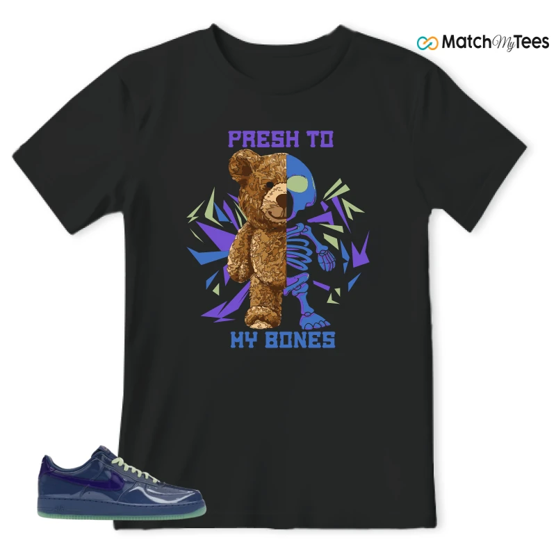 NIKE AIR FORCE 1 LOW PATENT LEATHER MYSTIC NAVY GRAPE ICE SNEAKER Matching Tees t-shirt