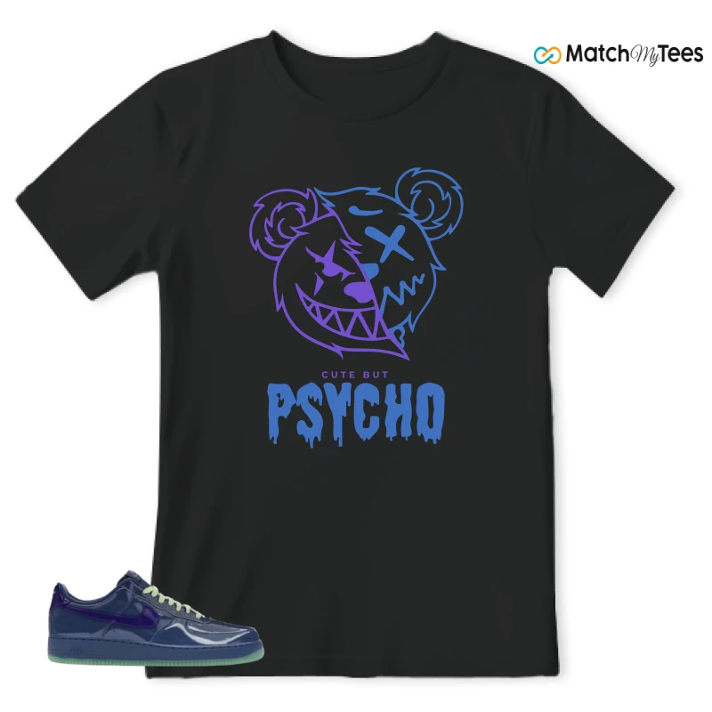 NIKE AIR FORCE 1 LOW PATENT LEATHER MYSTIC NAVY GRAPE ICE SNEAKER Matching Tees t-shirt