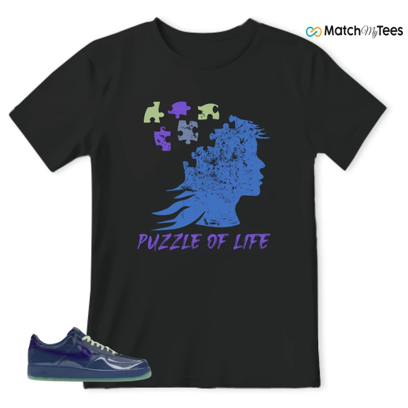 NIKE AIR FORCE 1 LOW PATENT LEATHER MYSTIC NAVY GRAPE ICE SNEAKER Matching Tees t-shirt