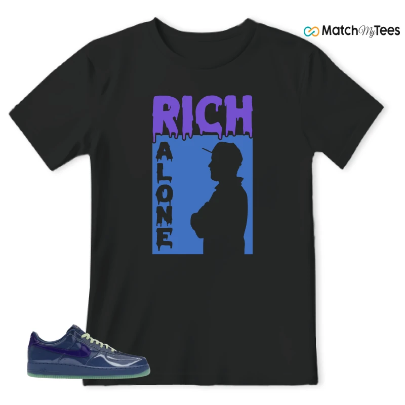 NIKE AIR FORCE 1 LOW PATENT LEATHER MYSTIC NAVY GRAPE ICE SNEAKER Matching Tees t-shirt