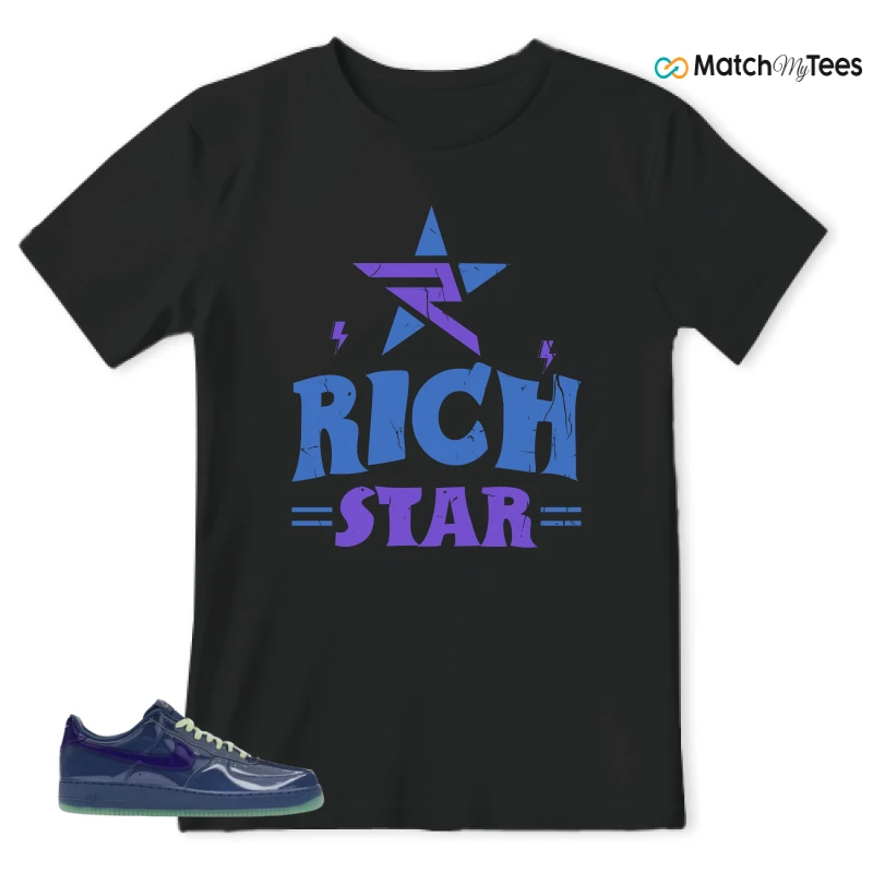 NIKE AIR FORCE 1 LOW PATENT LEATHER MYSTIC NAVY GRAPE ICE SNEAKER Matching Tees t-shirt