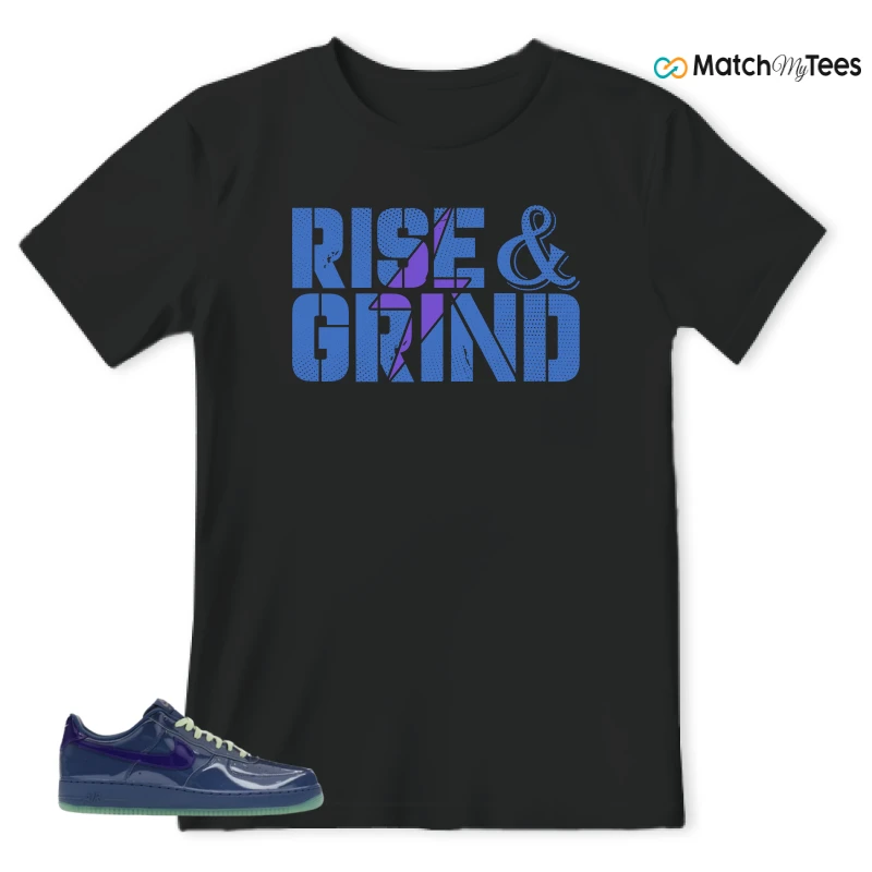 NIKE AIR FORCE 1 LOW PATENT LEATHER MYSTIC NAVY GRAPE ICE SNEAKER Matching Tees t-shirt