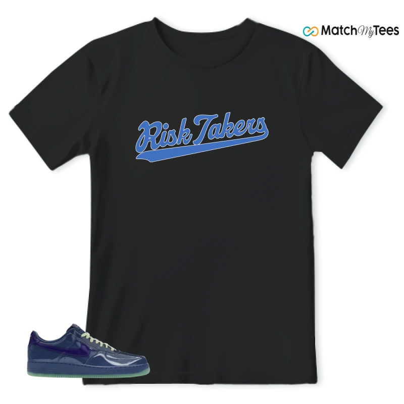 NIKE AIR FORCE 1 LOW PATENT LEATHER MYSTIC NAVY GRAPE ICE SNEAKER Matching Tees t-shirt
