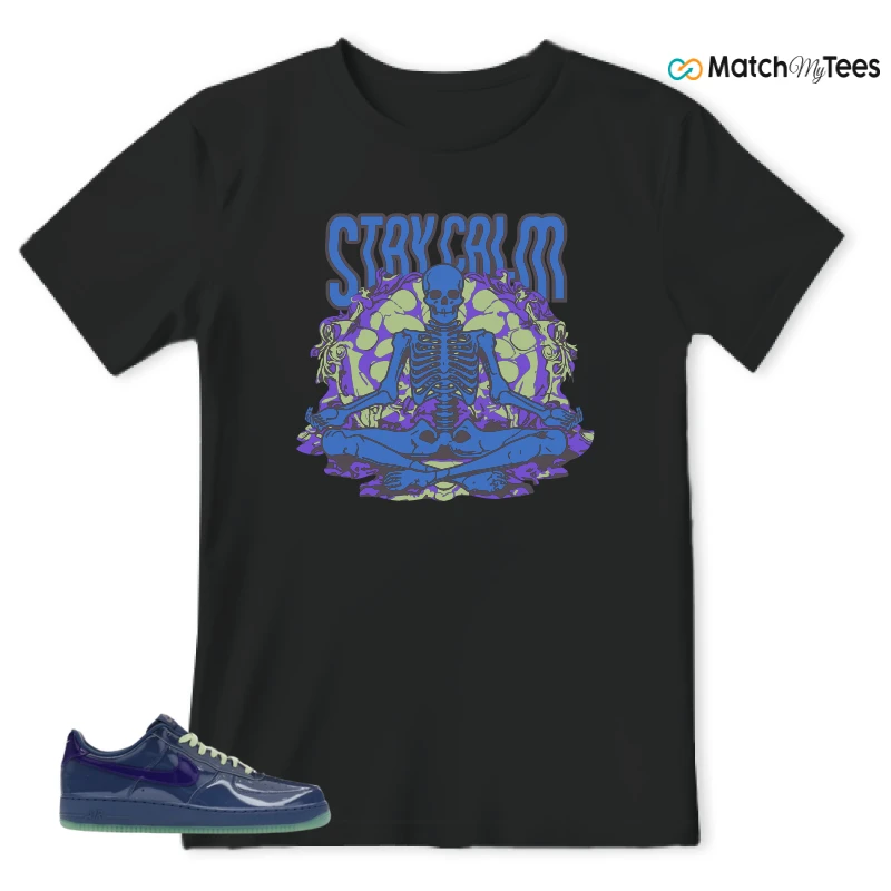 NIKE AIR FORCE 1 LOW PATENT LEATHER MYSTIC NAVY GRAPE ICE SNEAKER Matching Tees t-shirt