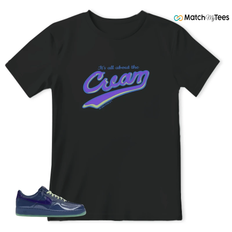 NIKE AIR FORCE 1 LOW PATENT LEATHER MYSTIC NAVY GRAPE ICE SNEAKER Matching Tees t-shirt