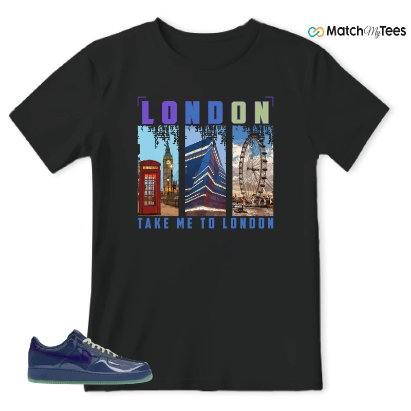NIKE AIR FORCE 1 LOW PATENT LEATHER MYSTIC NAVY GRAPE ICE SNEAKER Matching Tees t-shirt