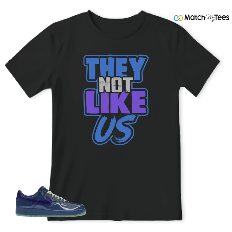 NIKE AIR FORCE 1 LOW PATENT LEATHER MYSTIC NAVY GRAPE ICE SNEAKER Matching Tees t-shirt